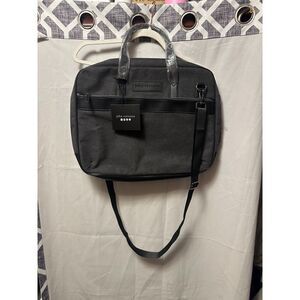 NWT John Varvatos Weekender Laptop Bag Canvas Grey Black